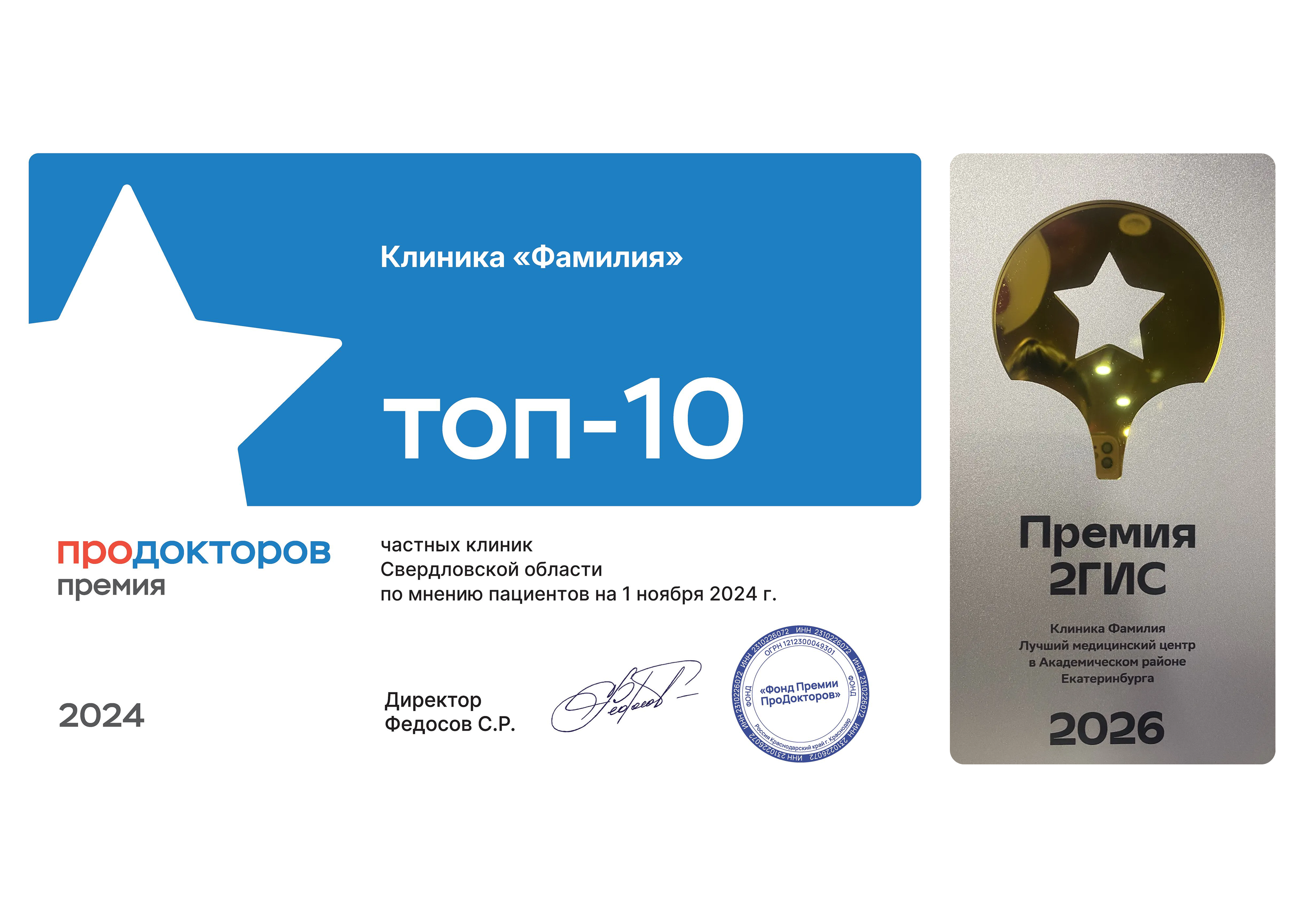 Грамота победителя премии